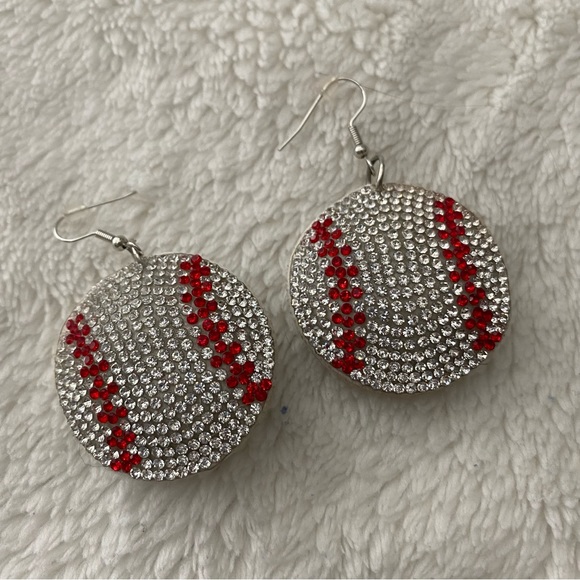 Sparkling Baseball Earrings - Picture 2 of 3